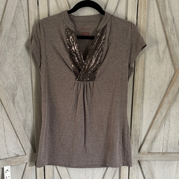 Merona Gray Sequin Accent Blouse - Picture 3 of 7